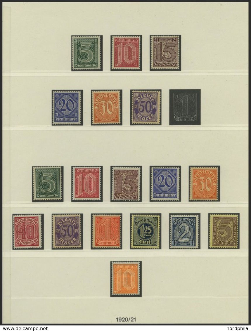 DIENSTMARKEN **, Postfrische Sammlung Dienstmarken Von 1920-23 Auf Lindner-Falzlosseiten Mit Diversen Oberrandstücken Au - Servizio