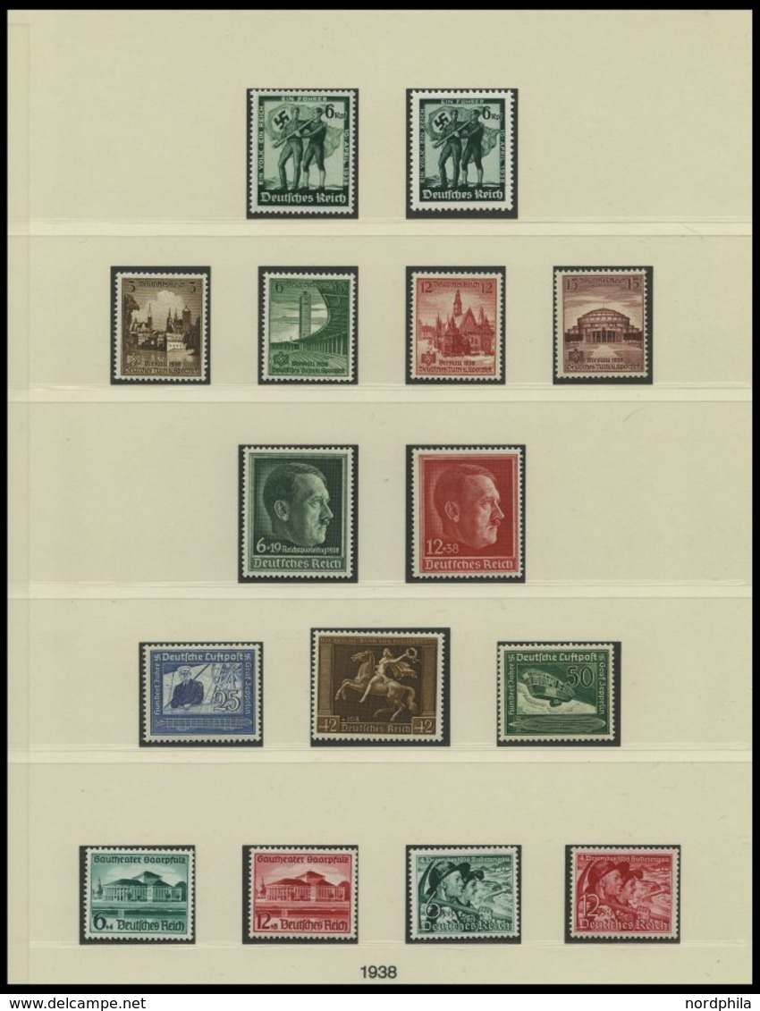 SAMMLUNGEN **, Bis Auf Wenige Ausnahmen Postfrische Sammlung Dt. Reich Von 1933-45 Im Linder Falzlosalbum Mit Diversen G - Used Stamps