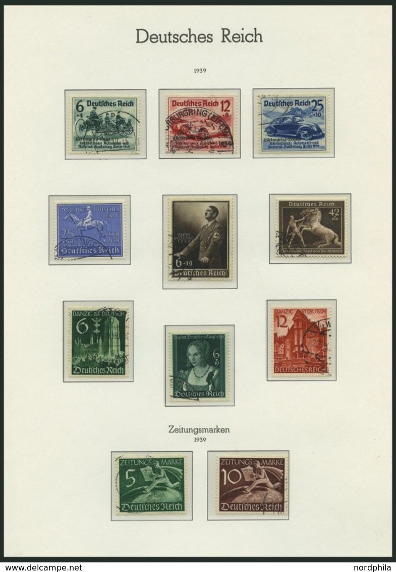 SAMMLUNGEN O, Gestempelte Sammlung Dt. Reich Von 1933-45 Auf Leuchtturm Falzlosseiten Mit Guten Mittleren Ausgaben, U.a. - Used Stamps