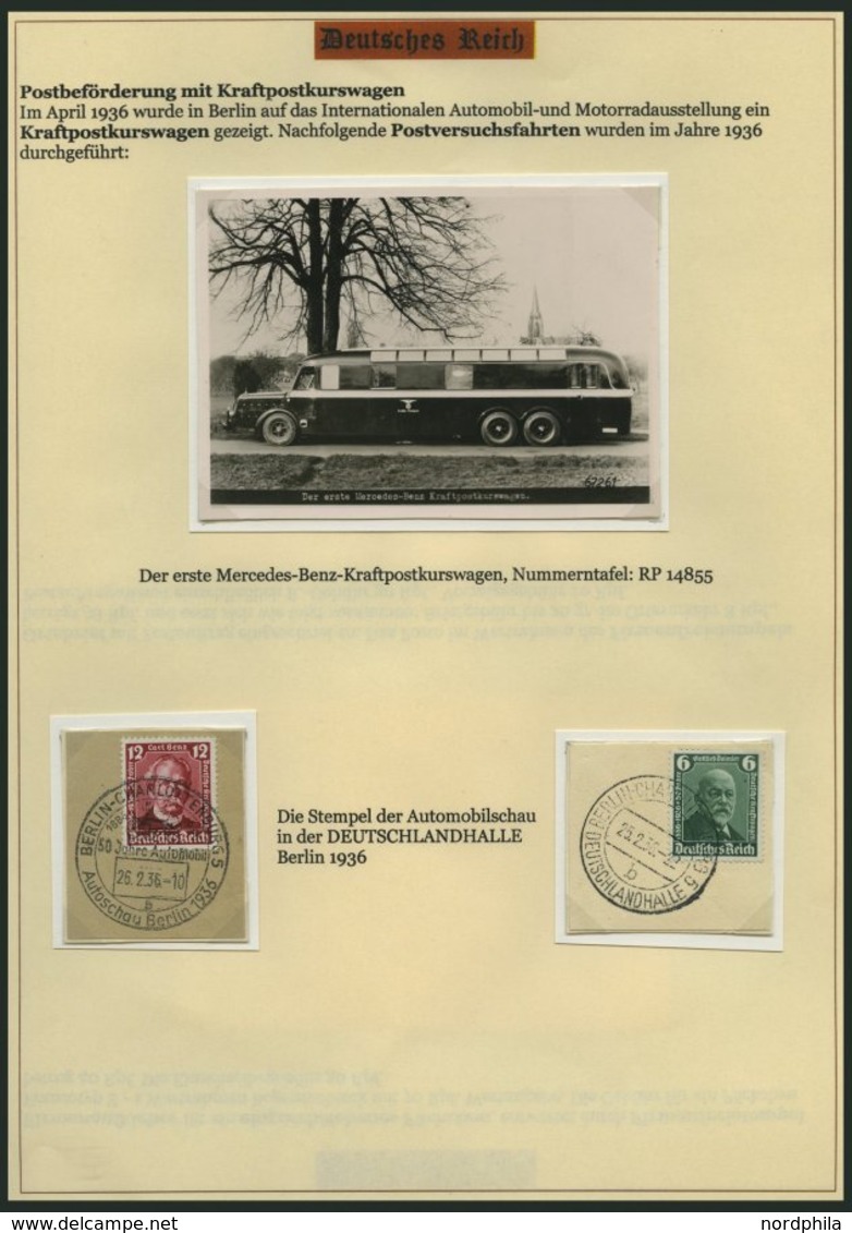 SAMMLUNGEN 1936, Spezialsammlung: Kraftkurspost Versuchsfahrten, Die Versuchsfahrten 1 - 12 Komplett Auf Belegen, Ausfüh - Oblitérés