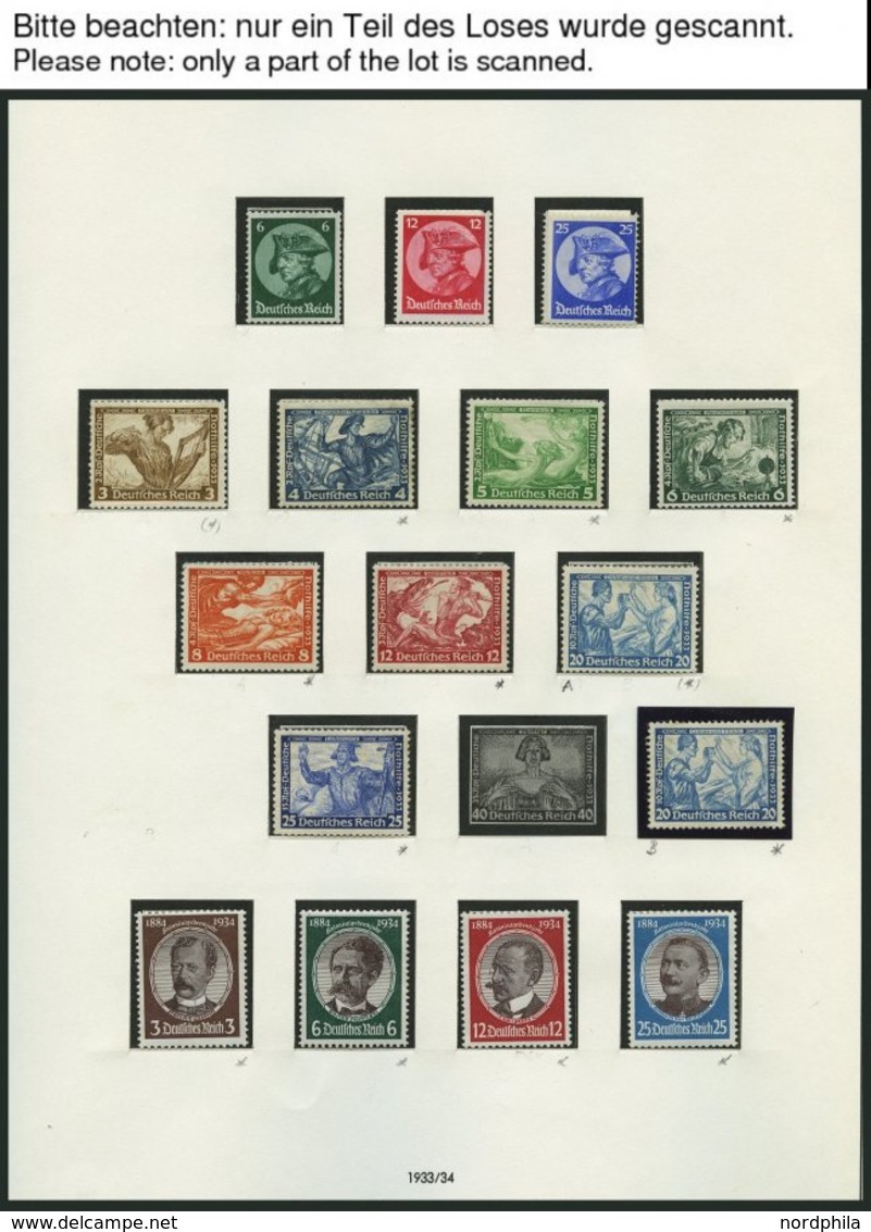 SAMMLUNGEN *,** , 1933-45, Ungebrauchte Sammlung Dt. Reich Mit Guten Mittleren Ausgaben Auf SAFE Falzlosseiten, Feinst/P - Usati