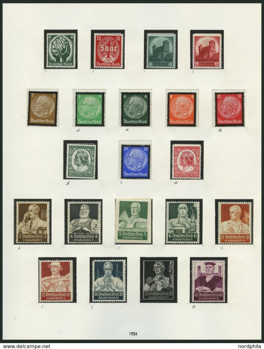 SAMMLUNGEN *,** , 1933-45, Ungebrauchte Sammlung Dt. Reich Mit Guten Mittleren Ausgaben Auf SAFE Falzlosseiten, Feinst/P - Usati