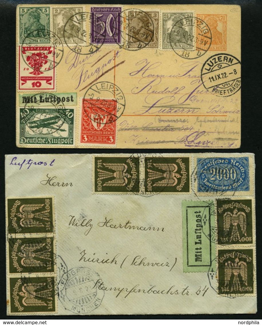 LOTS 1921-23, 6 Verschiedene Luftpostbelege In Die Schweiz, Meist Pracht, Besichtigen! - Airmail & Zeppelin