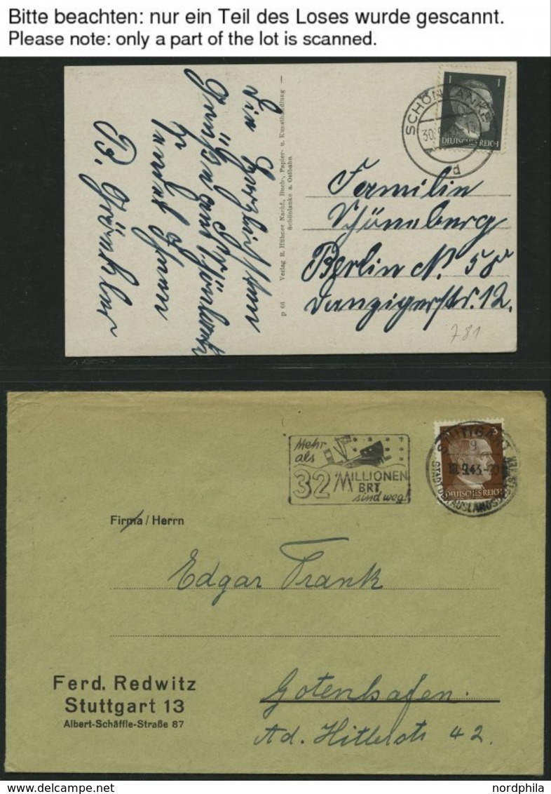 LOTS 1941-45, Partie Von 47 Verschiedenen Belegen Mit Hitler-Freimarken Frankaturen, Teils Seltene Kombinationen, Meist - Storia Postale