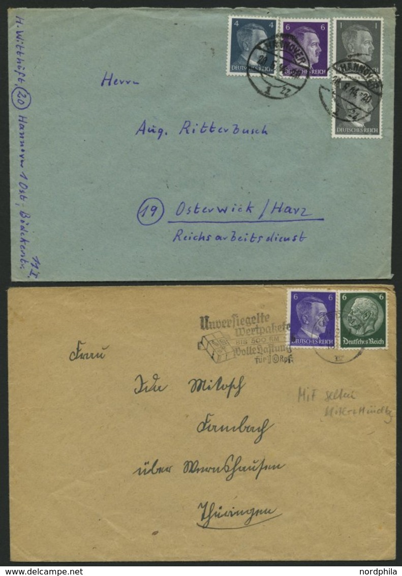 LOTS 1941-45, Partie Von 47 Verschiedenen Belegen Mit Hitler-Freimarken Frankaturen, Teils Seltene Kombinationen, Meist - Storia Postale