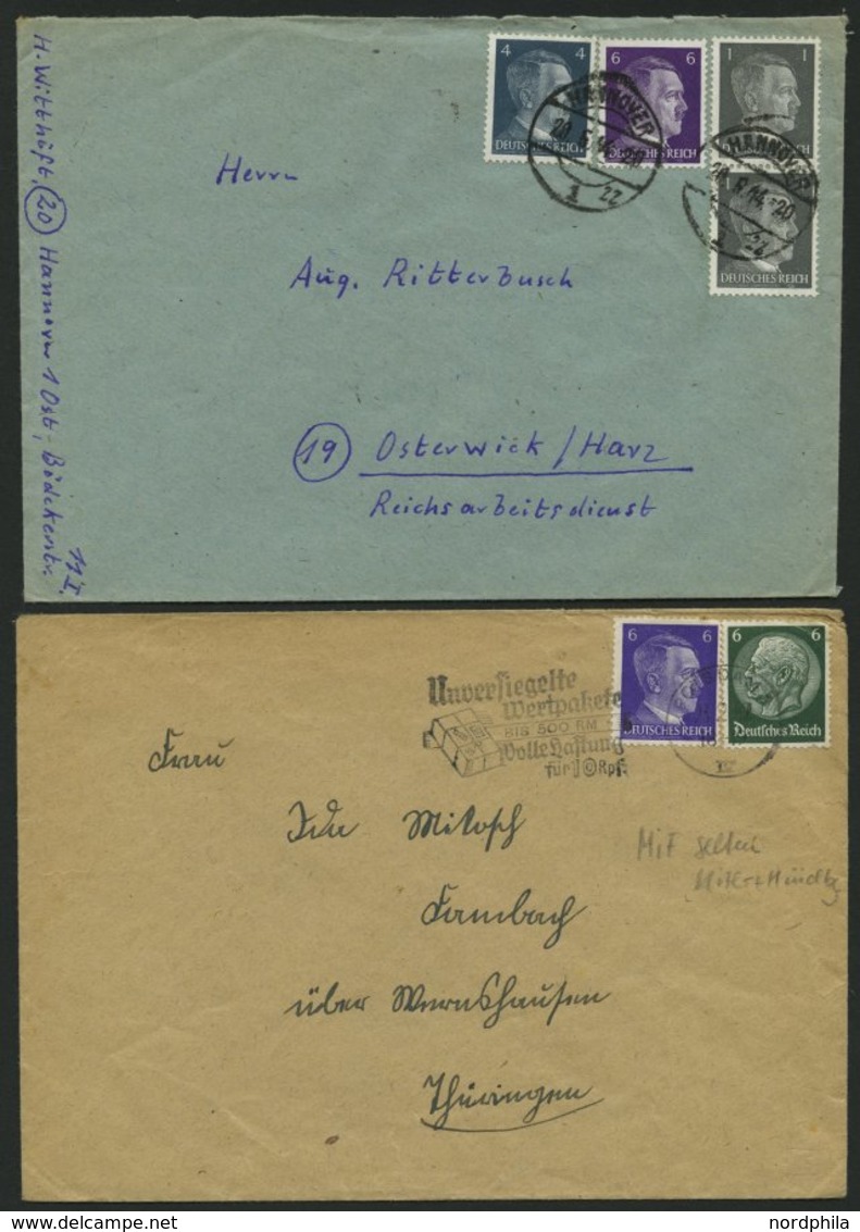 LOTS 1941-45, Partie Von 47 Verschiedenen Belegen Mit Hitler-Freimarken Frankaturen, Teils Seltene Kombinationen, Meist - Briefe U. Dokumente