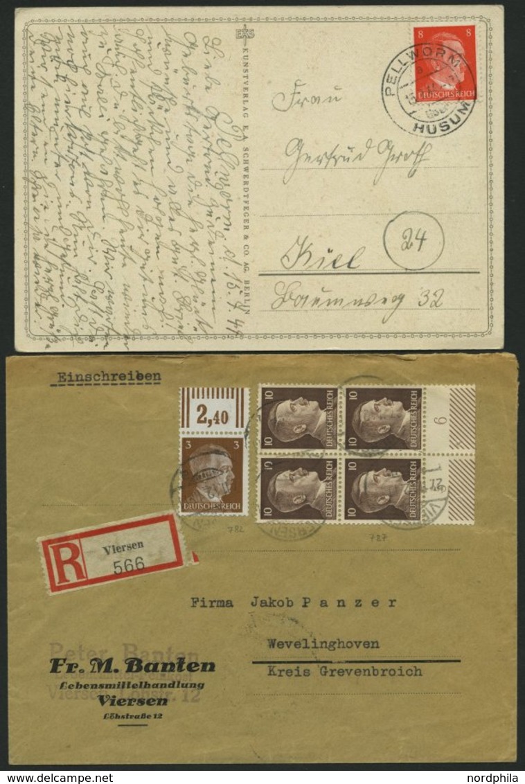 LOTS 1941-45, Partie Von 47 Verschiedenen Belegen Mit Hitler-Freimarken Frankaturen, Teils Seltene Kombinationen, Meist - Covers & Documents