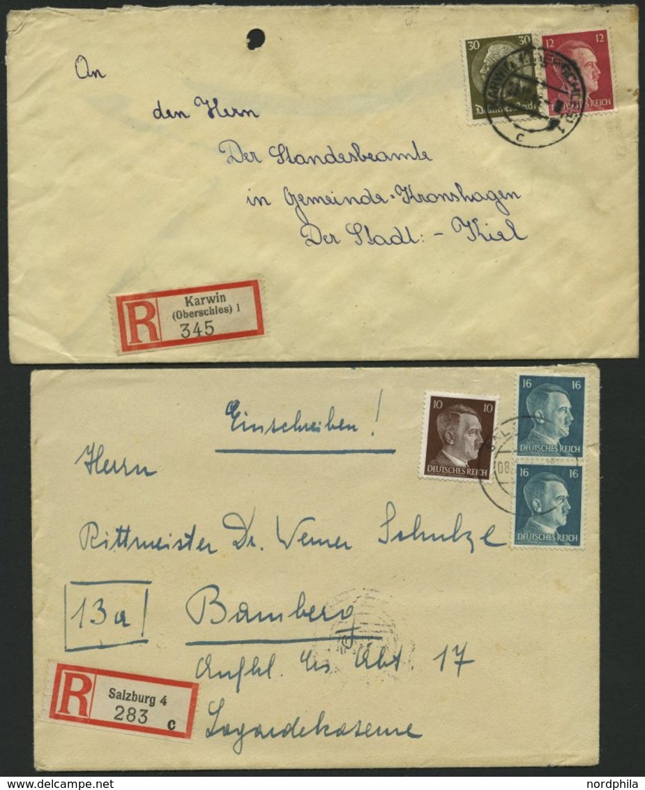 LOTS 1941-45, Partie Von 47 Verschiedenen Belegen Mit Hitler-Freimarken Frankaturen, Teils Seltene Kombinationen, Meist - Covers & Documents