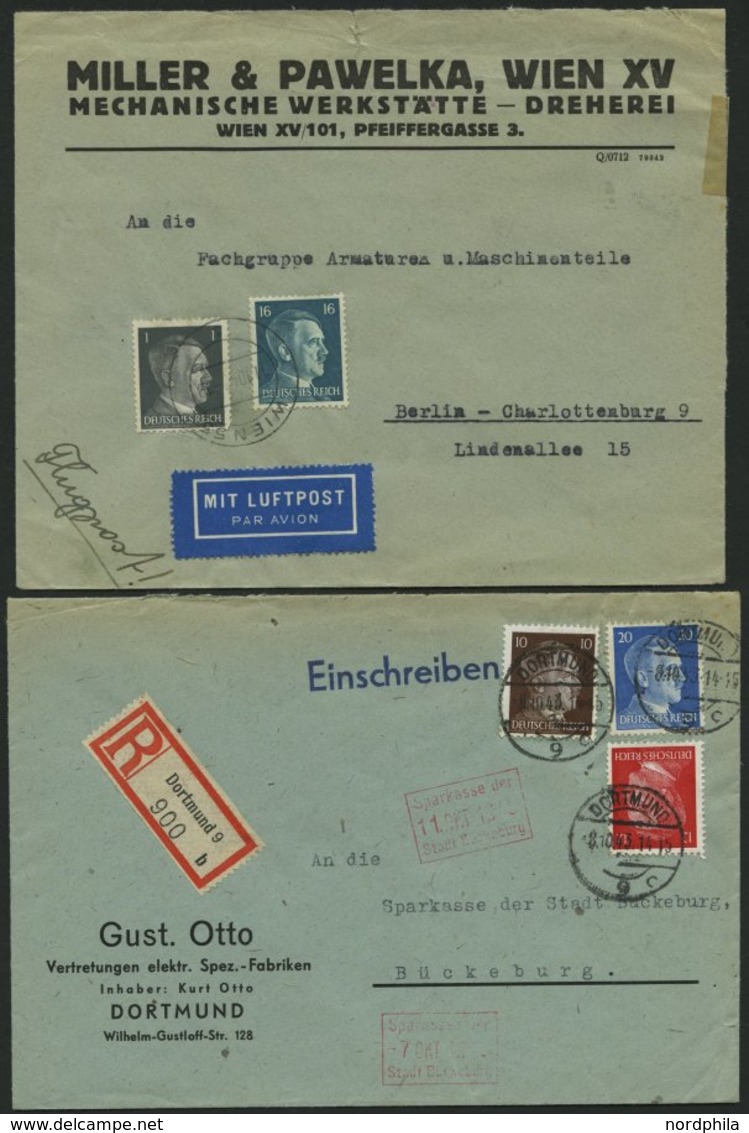 LOTS 1941-45, Partie von 47 verschiedenen Belegen mit Hitler-Freimarken Frankaturen, teils seltene Kombinationen, meist