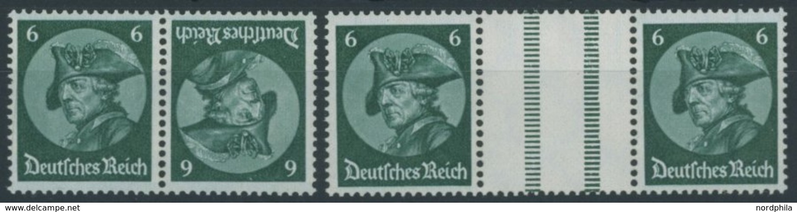 ZUSAMMENDRUCKE K 17,WZ 9 **, 1933, Fridericus Kehrdruck 6 + 6 Und 6 + Z + 6, Postfrisch, Pracht, Mi. 80.- - Zusammendrucke