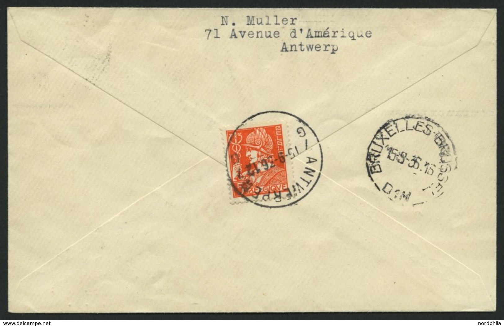 ZULEITUNGSPOST 437 BRIEF, Belgien: 1936, 8. Nordamerikafahrt, Prachtbrief - Zeppelin