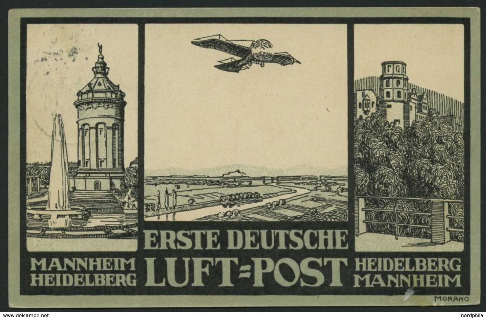 PIONIERFLUGPOST 1909-1914 9/02 BRIEF, 19.5.1912, Heidelberg-Mannheim, Sonderstempel, Prachtkarte - Avions