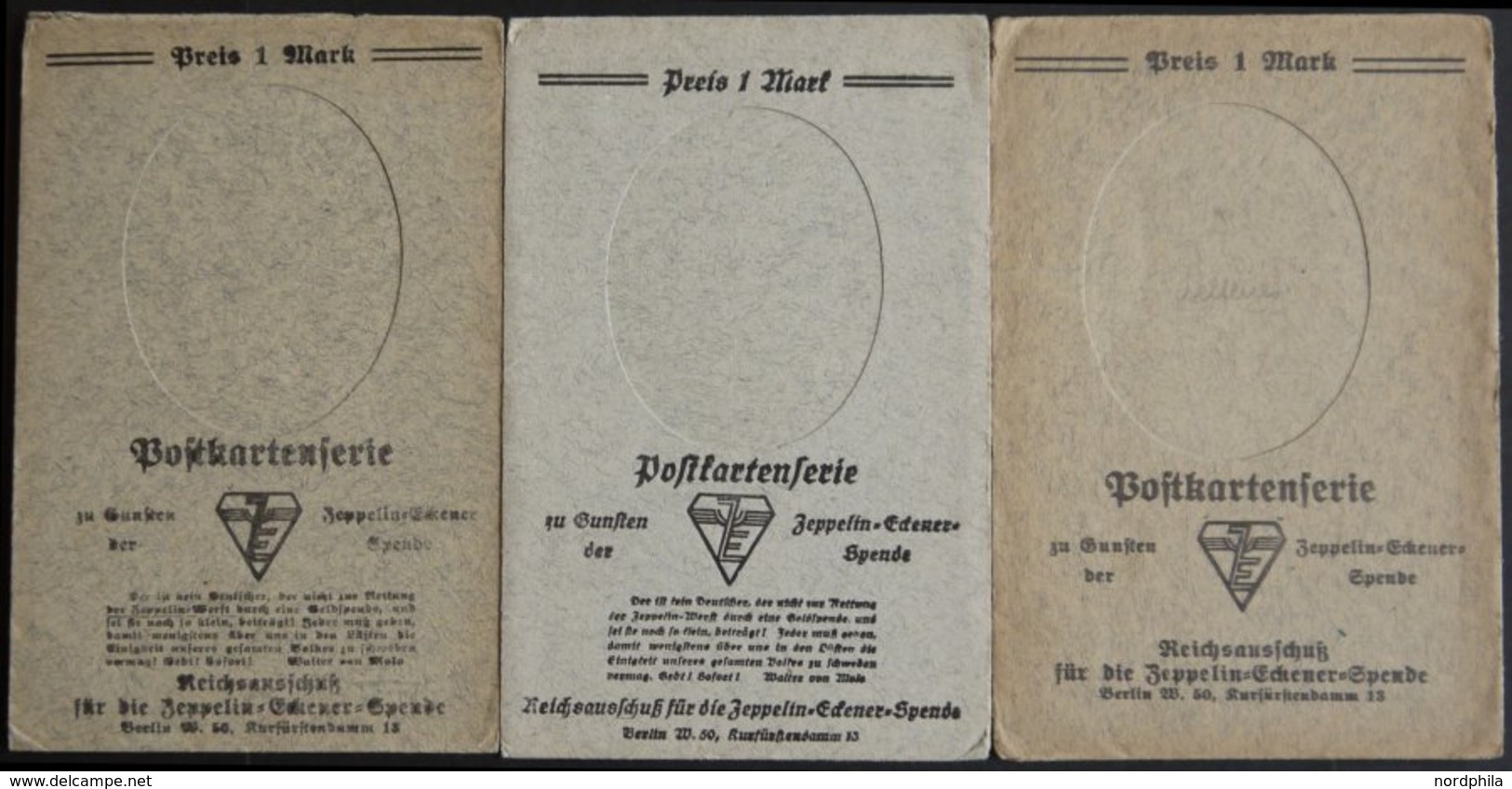 LUFTPOST-VIGNETTEN 1925, Zeppelin-Eckener-Spende, 3 Verschiedene Paasepartout-Umschläge Mit Jeweils Einer Serie Von 4 Ka - Correo Aéreo & Zeppelin