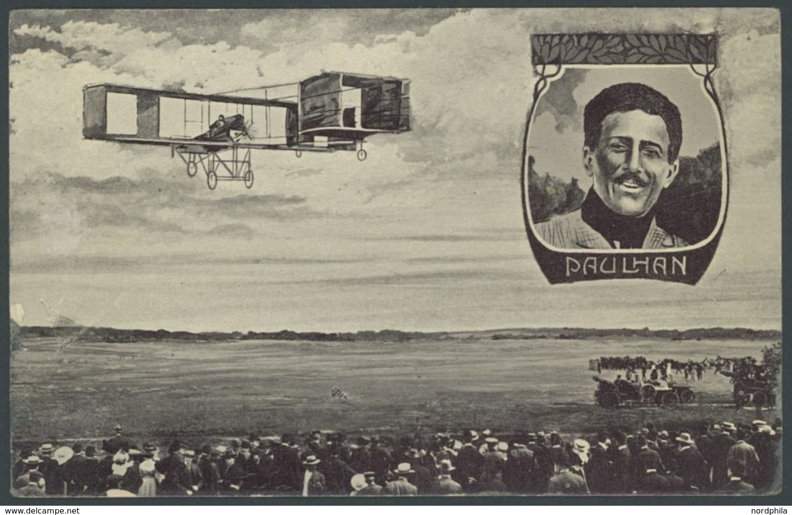 ALTE ANSICHTSKARTEN 1909, Flugwoche: Ereigniskarte PAULHAN, Rückseitig Mit Grünem Internationalen Flugwochen-Vignettenei - Sonstige & Ohne Zuordnung