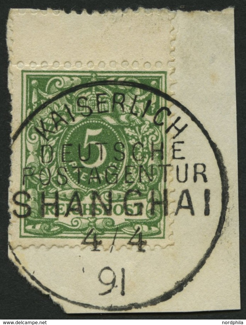 DP CHINA V 46c BrfStk, 1891, 5 Pf. Opalgrün, Oben Mit Steg, Stempel KDPAG SHANGHAI, Prachtbriefstück - China (offices)