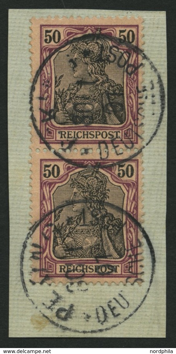 DP CHINA P Vg Paar BrfStk, Petschili: 1900, 50 Pf. Reichspost Im Senkrechten Paar, Stempel PEKING, Prachtbriefstück, Mi. - Chine (bureaux)