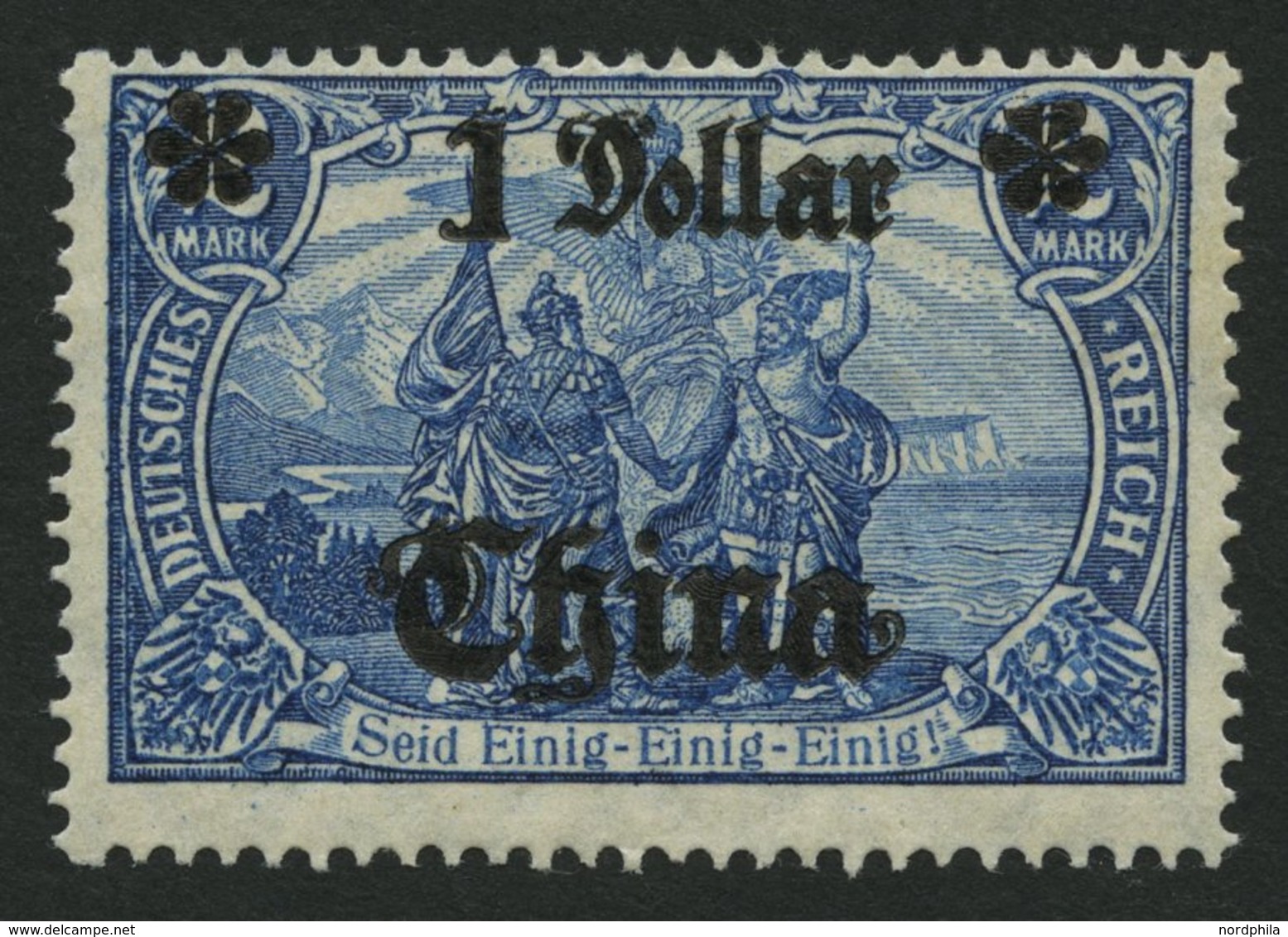 DP CHINA 45IIBRI *, 1919, 1 D. Auf 2 M., Mit Wz., Kriegsdruck, Gezähnt B, Aufdruck Glänzend, Abstand 10.2 Mm, Falzrest,  - Cina (uffici)