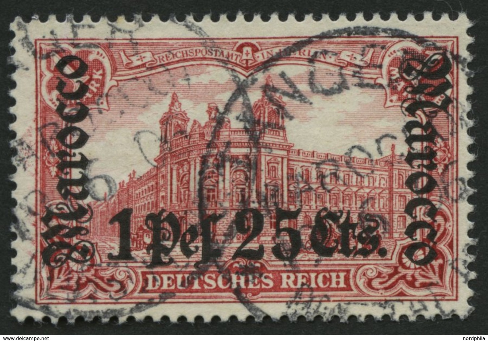 DP IN MAROKKO 30A O, 1905, 1 P. 25 C. Auf 1 M., Ohne Wz., Gezähnt A, Pracht, Mi. 190.- - Deutsche Post In Marokko