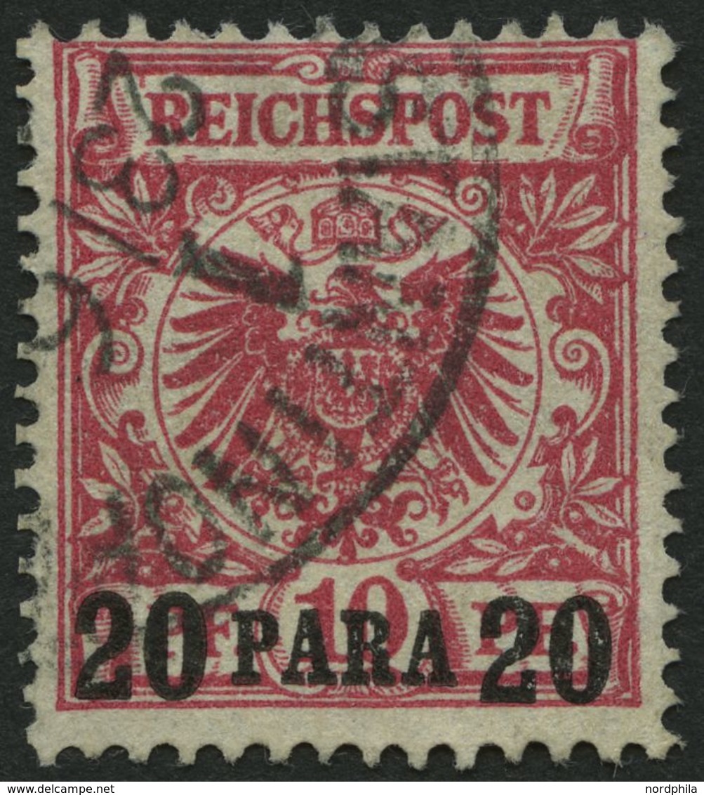 DP TÜRKEI 7a O, 1889, 20 PA. Auf 10 Pf. Rosarot, Kleine Falzhelle Stelle Sonst Pracht, Gepr. Jäschke-L., Mi. 120.- - Turchia (uffici)