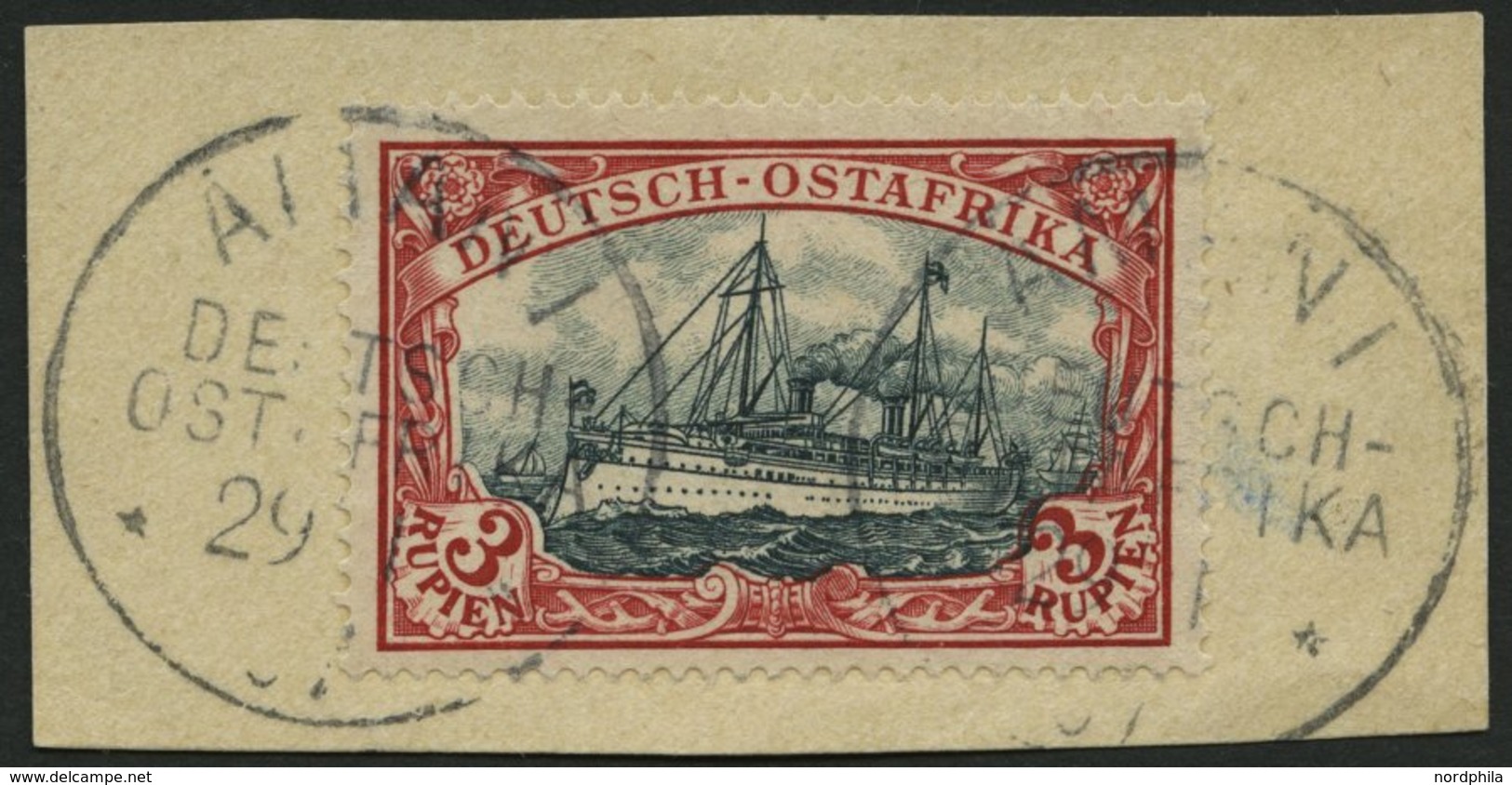 DEUTSCH-OSTAFRIKA 21b BrfStk, 1901, 3 R. Dunkelrot/grünschwarz, Ohne Wz., Stempel AMANI, Prachtbriefstück - Afrique Orientale