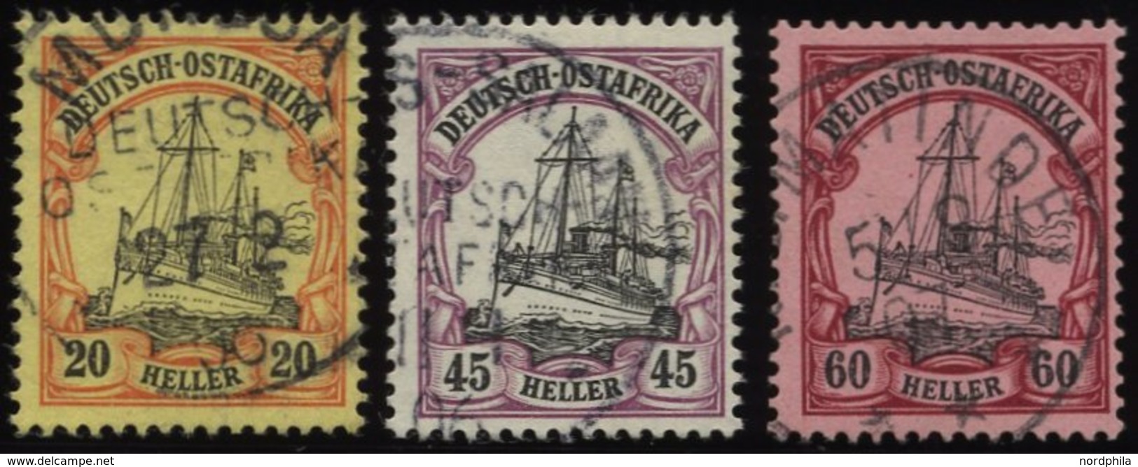 DEUTSCH-OSTAFRIKA 26,28/9 O, 1905, 20, 45 Und 60 H. Kaiseryacht, Ohne Wz., 3 Prachtwerte, Mi. 185.- - Africa Orientale Tedesca