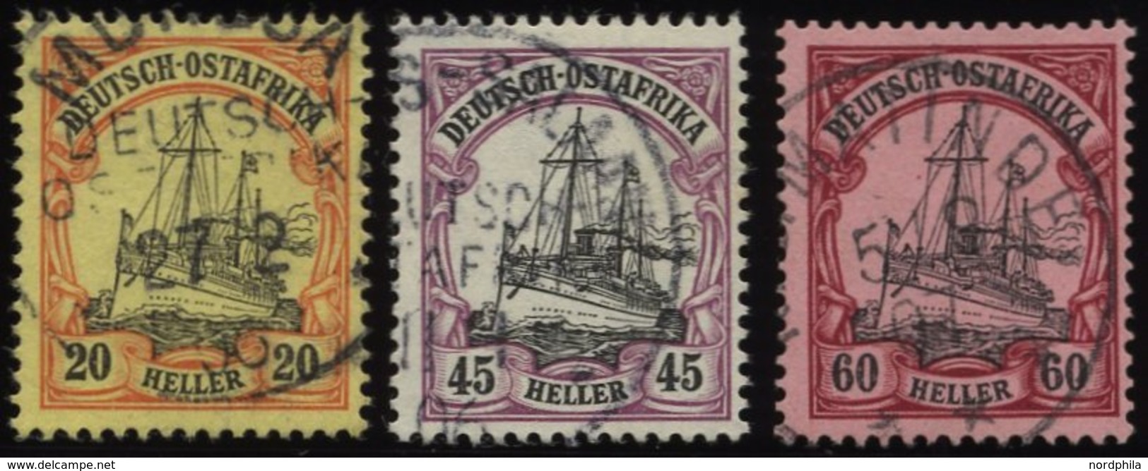DEUTSCH-OSTAFRIKA 26,28/9 O, 1905, 20, 45 Und 60 H. Kaiseryacht, Ohne Wz., 3 Prachtwerte, Mi. 185.- - Deutsch-Ostafrika
