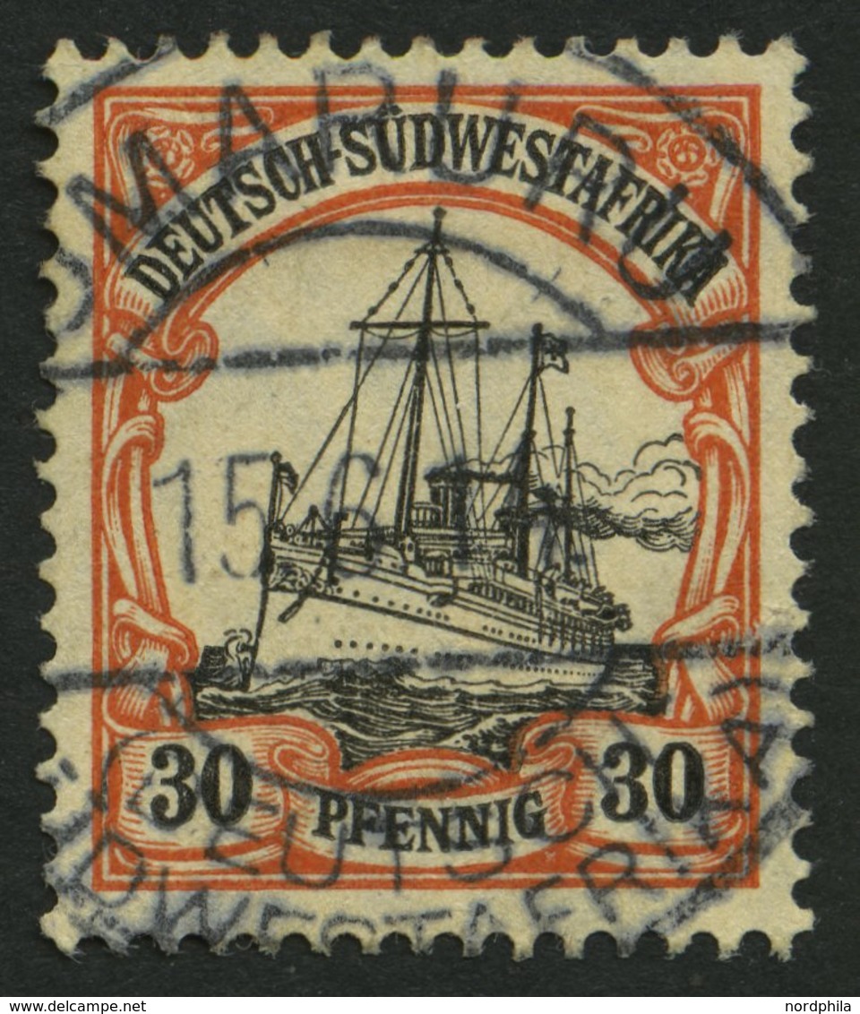 DSWA 28x O, 1911, 30 Pf. Dunkelorange/gelbschwarz Auf Chromgelb, Mit Wz., Pracht, Mi. 65.- - Deutsch-Südwestafrika