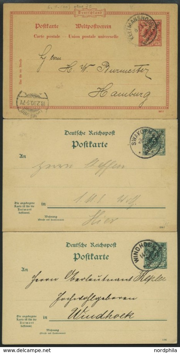 DSWA P2,3,11 BRIEF, 1897-99, 10 Und 5/5 Pf., 3 Gestempelte Karten, Ohne Rückseitigen Text, Pracht - África Del Sudoeste Alemana