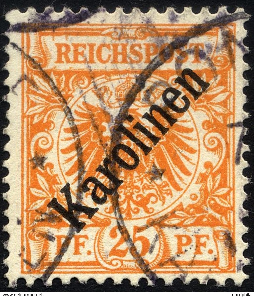 KAROLINEN 5I O, 1899, 25 Pf. Diagonaler Aufdruck, Pracht, Fotoattest Bothe, Mi. 3400.- - Caroline Islands