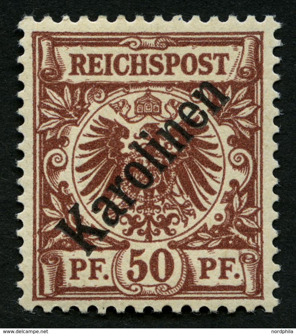 KAROLINEN 6I *, 1899, 50 Pf. Diagonaler Aufdruck, Kabinett, Gepr. Bothe Mit Befund, Mi. (800.-) - Carolines