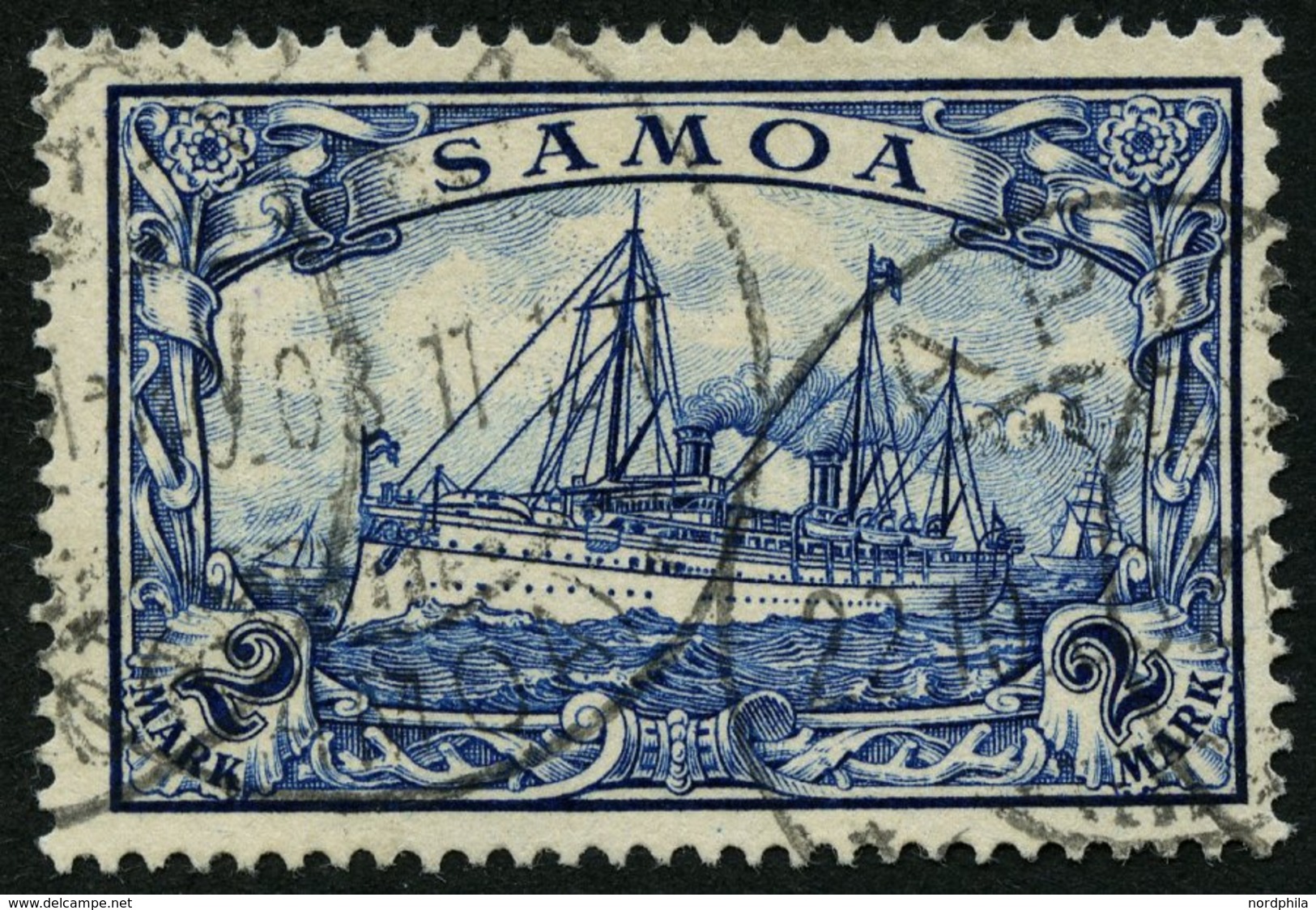 SAMOA 17 O, 1901, 2 M. Schwärzlichblau, Pracht, Mi. 120.- - Samoa