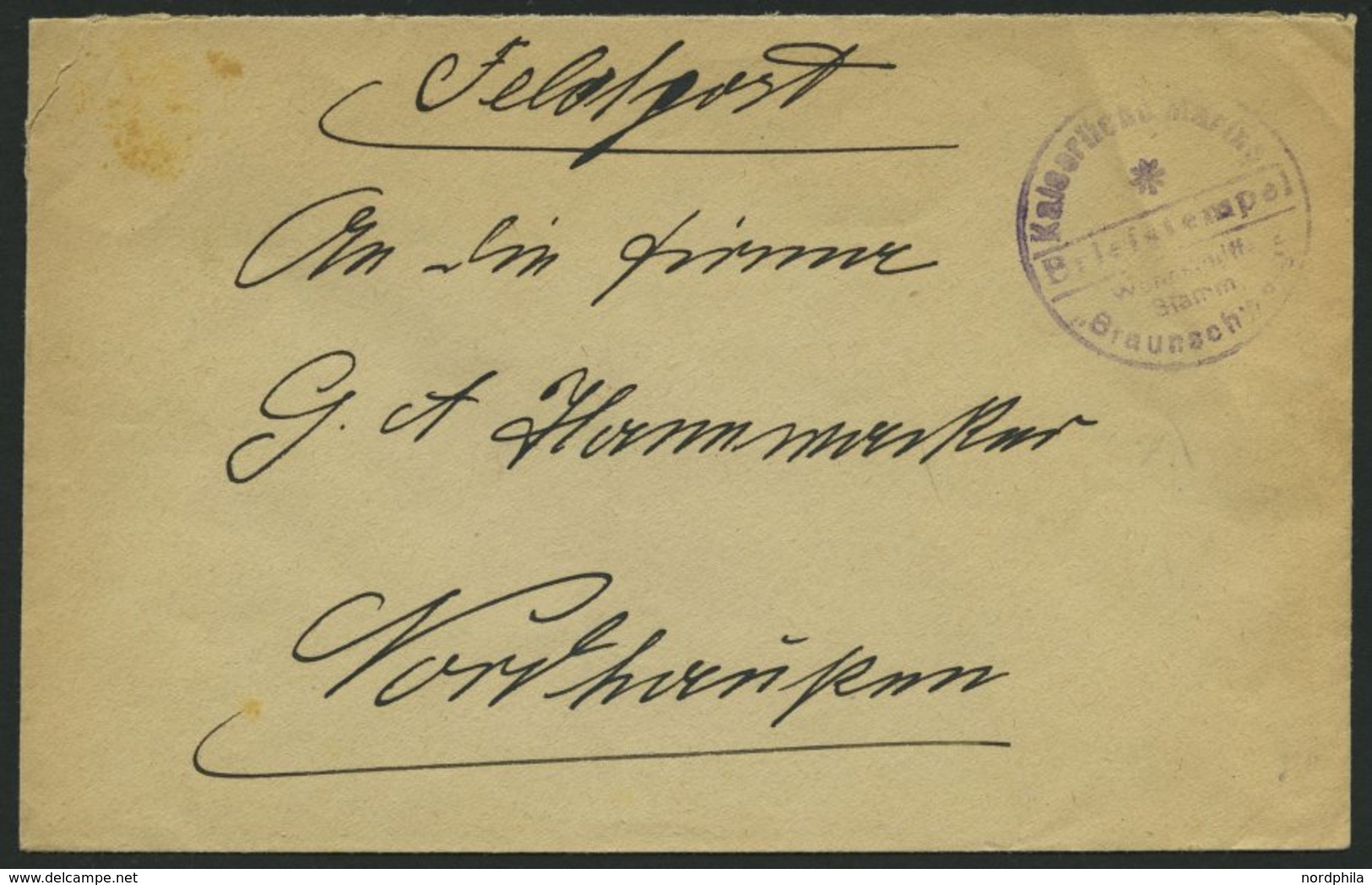 MSP VON 1914 - 1918 (Linienschiff BRAUNSCHWEIG), Violetter Briefstempel, Feldpostbrief Von Bord Der Braunschweig, Pracht - Marítimo