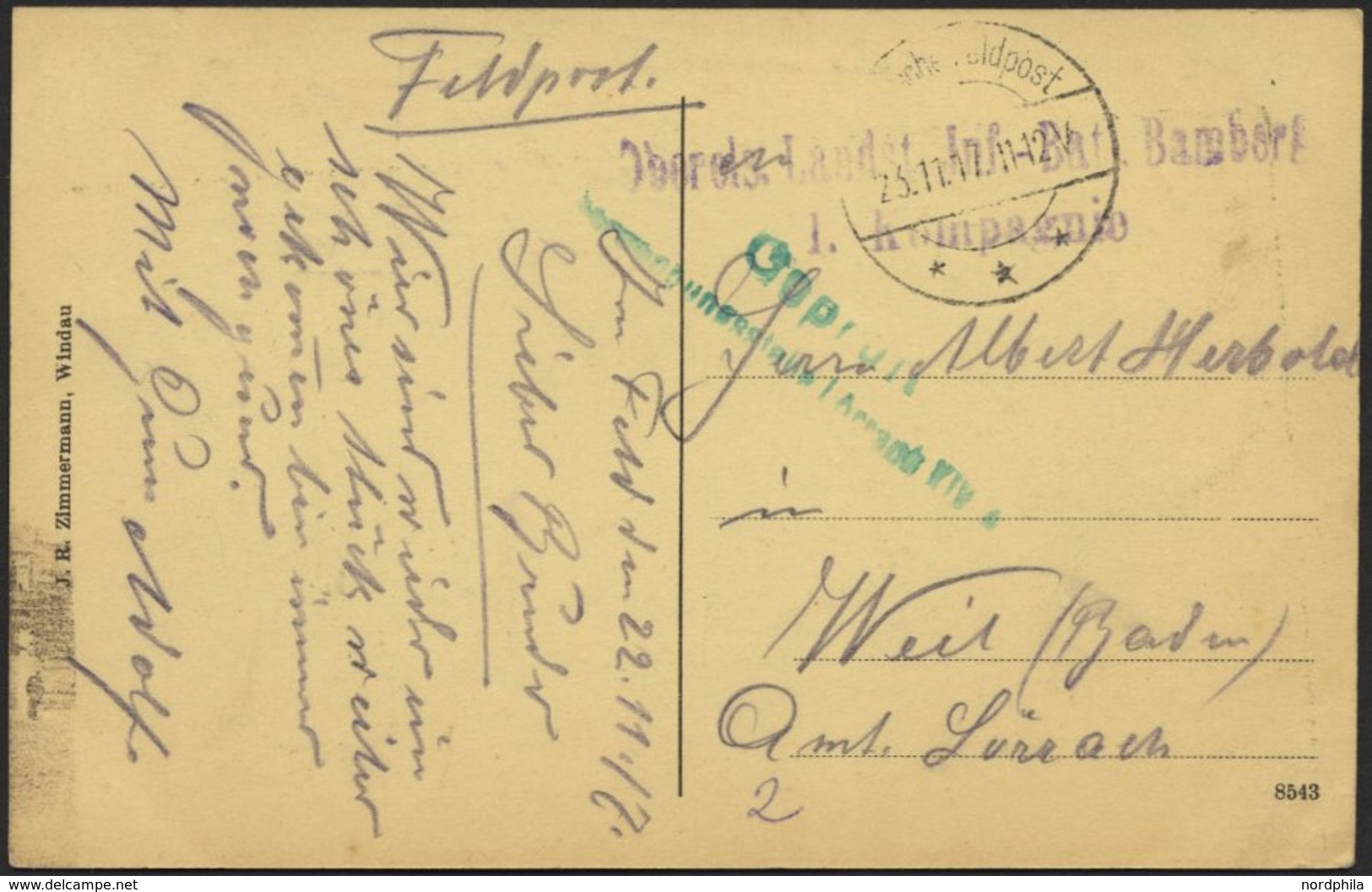 DT. FP IM BALTIKUM 1914/18 Feldpoststation Nr. 167, 23.11.17, Mit Tarnstempel DEUTSCHE FELDPOST *** Auf Ansichtskarte (W - Lettonia