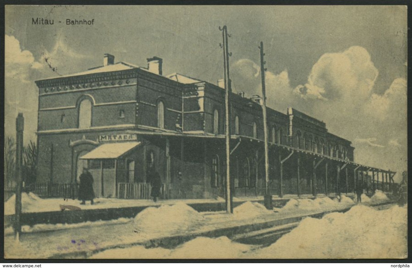 DT. FP IM BALTIKUM 1914/18 K.D. FELDPOSTEXP. 22. INF. DIV., 23.4.16, Auf Ansichtskarte (Mitau-Bahnhof) Nach Zwirtzen/Thü - Latvia