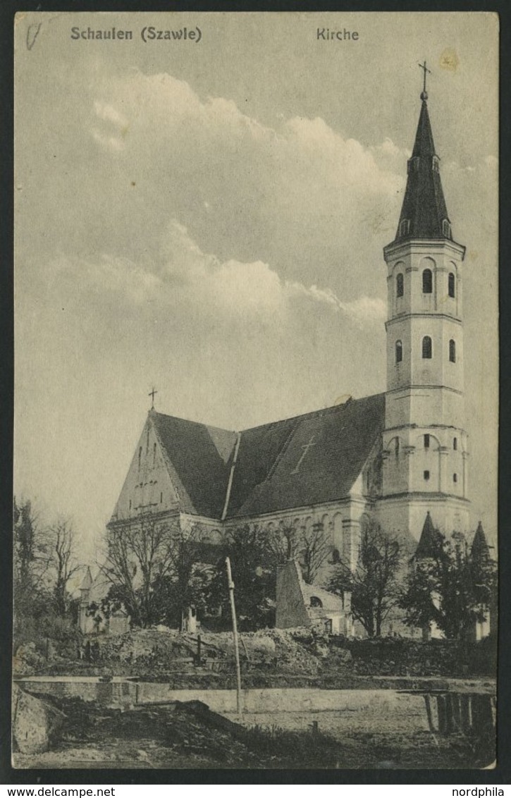 DT. FP IM BALTIKUM 1914/18 K.D. FELDPOSTEXP. DER 6. RES. DIV. B, 6.4.16, Auf Ansichtskarte (Schaulen-Kirche) Nach Crefel - Lettonia