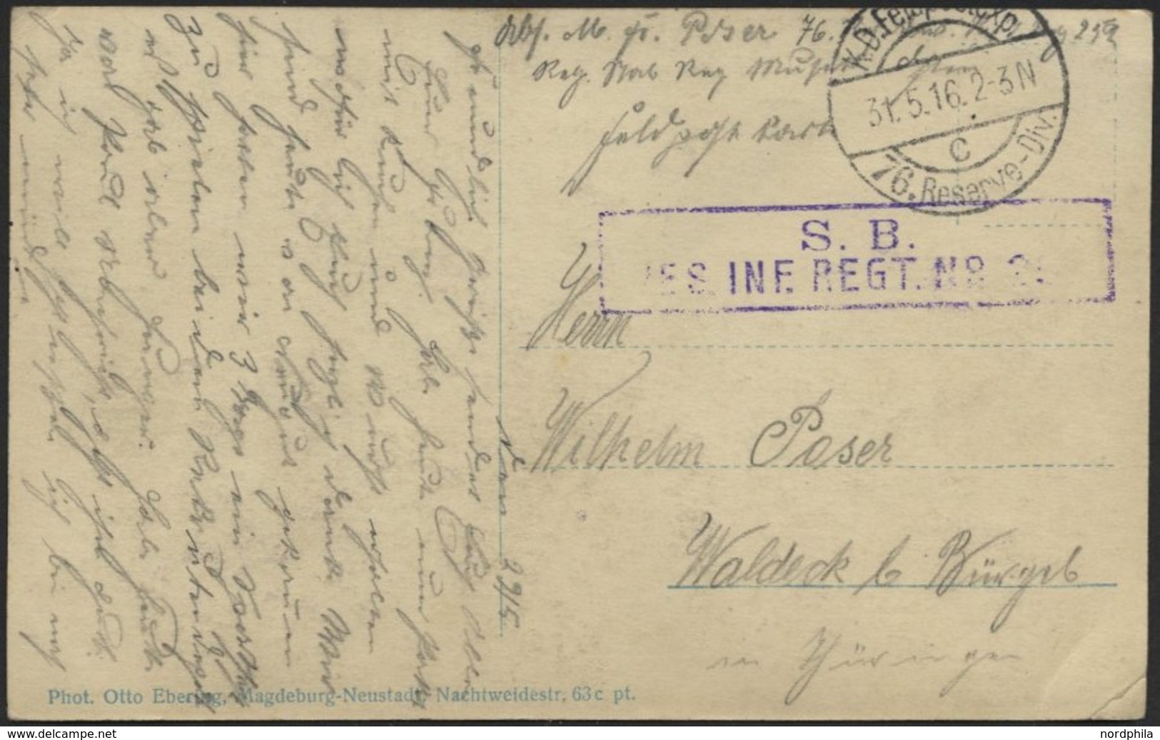 DT. FP IM BALTIKUM 1914/18 K.D. FELDPOSTEXP. 76. RESERVE DIV. C, 31.5.16, Auf Ansichtskarte (Miss. Kuje-Befestigte Seen) - Latvia