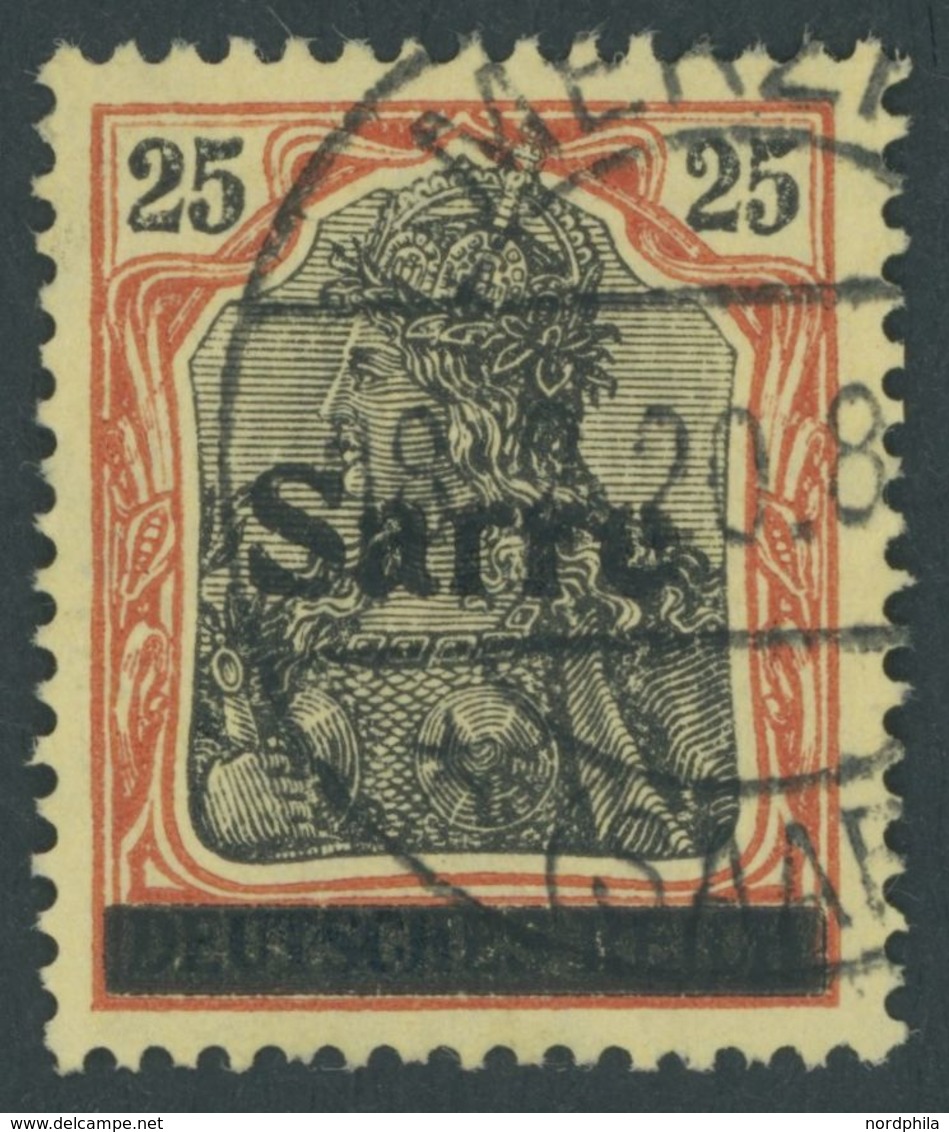 SAARGEBIET 9aKII O, 1920, 25 Pf. Rötlichorange/schwarz Auf Gelbweiß Mit Aufdruckfehler KII, Pracht, Gepr. Braun, Mi. 90. - Autres & Non Classés