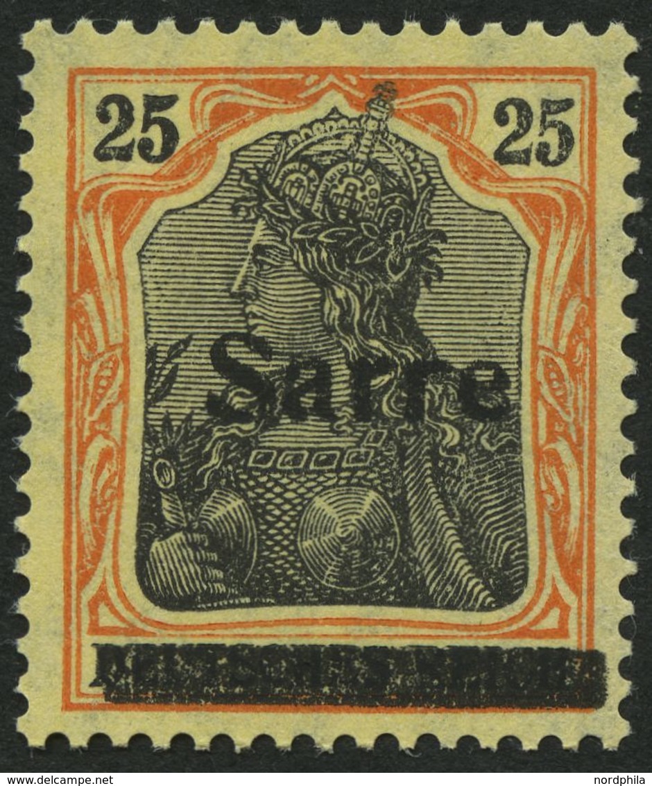 SAARGEBIET 9bI **, 1920, 25 Pf. Gelborange/schwarz Auf Gelbweiß, Pracht, Gepr. Braun, Mi. 90.- - Altri & Non Classificati