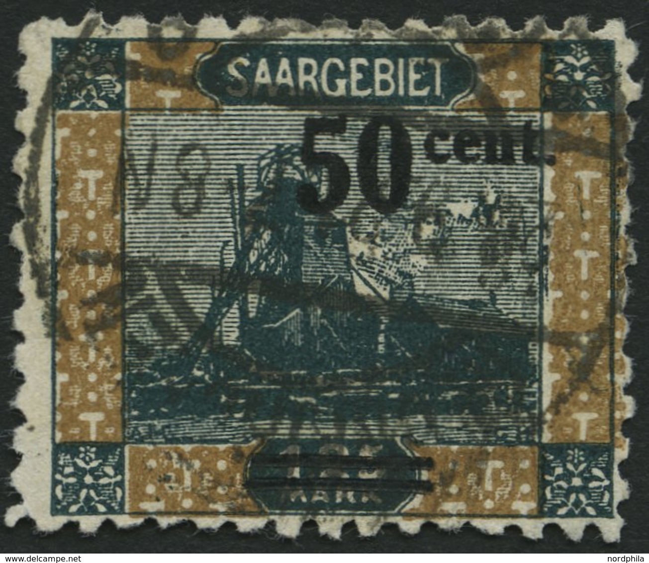 SAARGEBIET 78B O, 1921, 50 C. Auf 1.25 M. Förderturm, Gezähnt B, Normale Zähnung Pracht, Mi. 180.- - Altri & Non Classificati