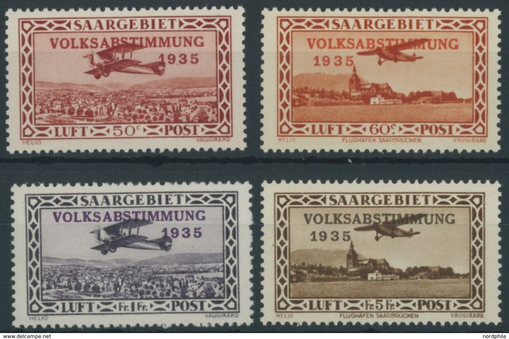 SAARGEBIET 195-98 **, 1934, Flugpost, Prachtsatz, Mi. 65.- - Sonstige & Ohne Zuordnung