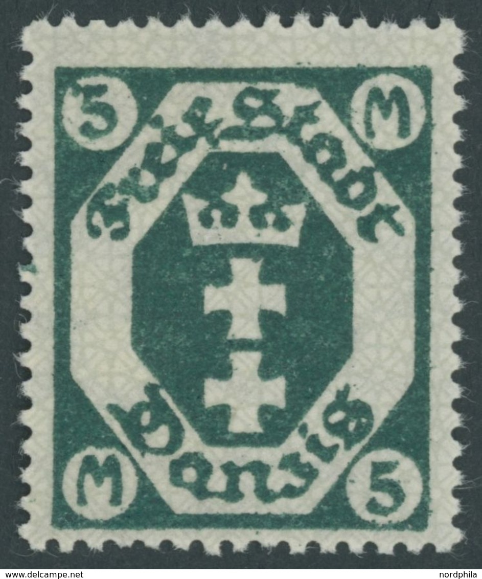 FREIE STADT DANZIG 108Y **, 1922, 5 Pf. Schwärzlichopalgrün, Wz. Liegend., Postfrisch, Pracht, Mi. 150.- - Sonstige & Ohne Zuordnung