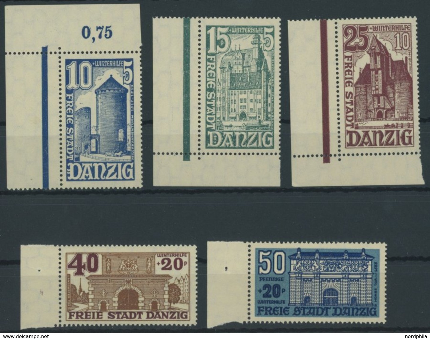 FREIE STADT DANZIG 262-66 **, 1936, Bauwerke, Postfrischer Prachtsatz, Mi. 100.- - Autres & Non Classés