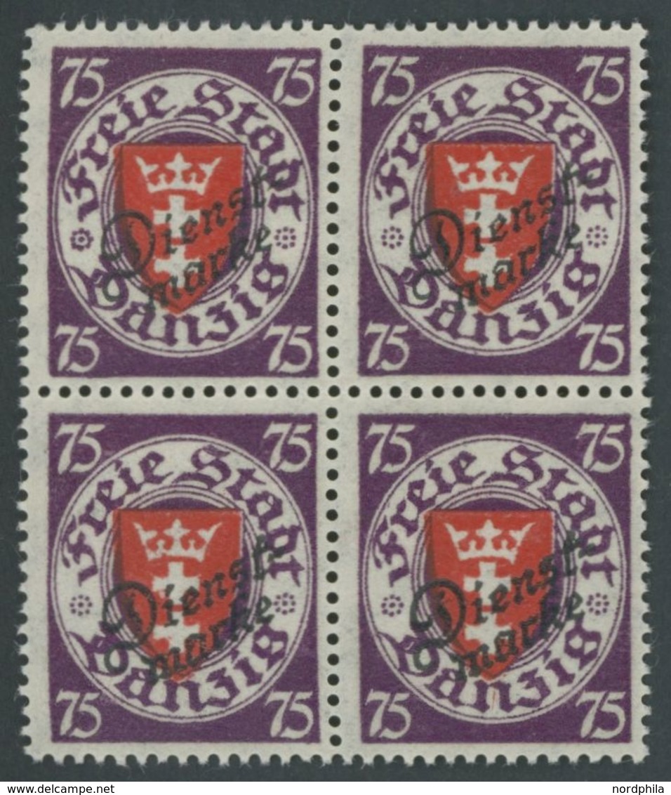 DIENSTMARKEN D 51 VB **, 1924, 75 Pf. Dunkelviolettpurpur/zinnoberrot Im Viererblock, Postfrisch, Pracht, Mi. 880.- - Autres & Non Classés