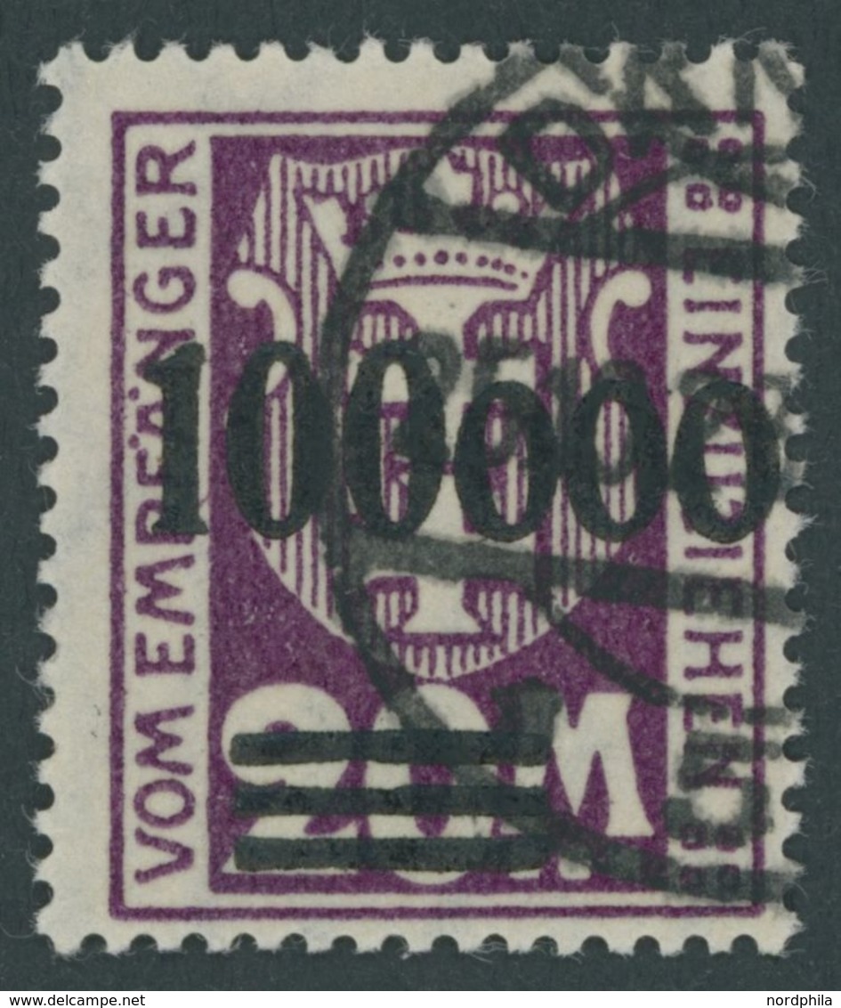 PORTOMARKEN P 29II O, 1923, 100000 Auf 20 M Dunkelpurpur, Aufdruck Glänzend, Zeitgerechte Entwertung DANZIG 5f, Pracht,  - Sonstige & Ohne Zuordnung