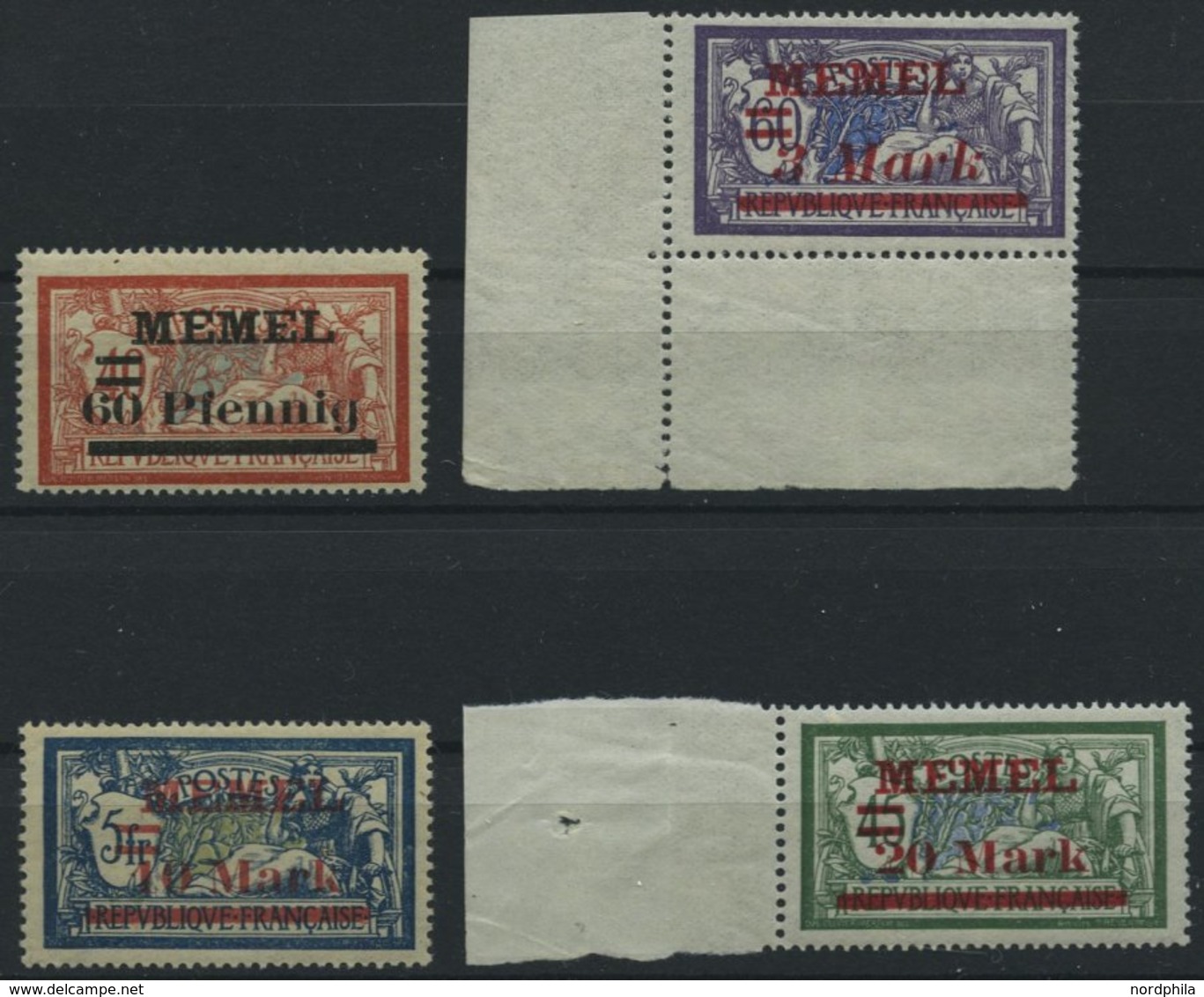 MEMELGEBIET 36-39 **, 1921, 60 Pf. Auf 40 C. - 20 M. Auf 45 C., Postfrischer Prachtsatz, Mi. 110.- - Memel (Klaïpeda) 1923