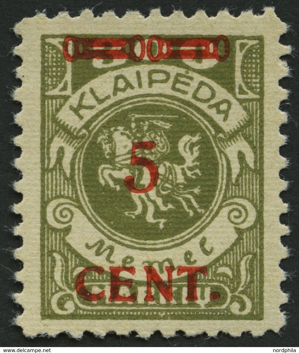 MEMELGEBIET 174II **, 1923, 5 C. Auf 300 M. Oliv, Type II, Postfrisch, Pracht - Memel (Klaipeda) 1923