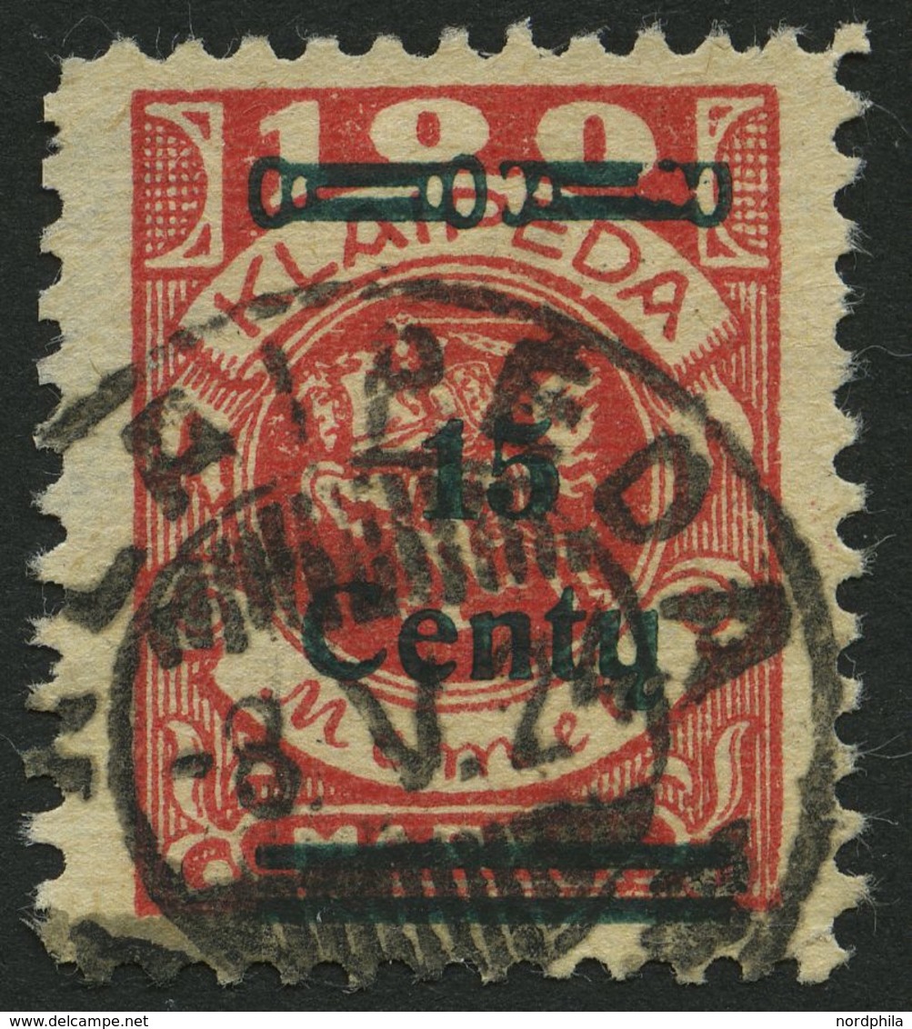 MEMELGEBIET 211Ie O, 1923, 15 C. Auf 100 M. Dunkelrosa Enger Abstand, Feinst (helle Stelle), Gepr. Huylmans - Memel (Klaipeda) 1923