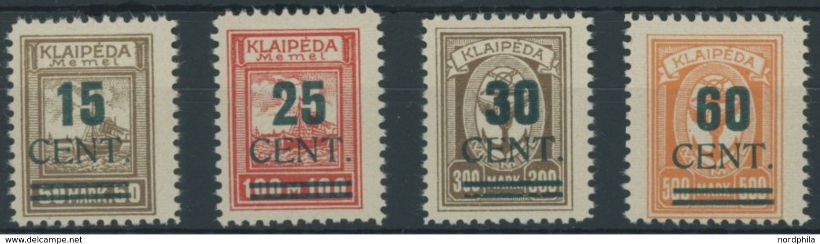 MEMELGEBIET 234-37I *, 1923, 15 - 60 C. Memelland, Type I, Falzrest, Prachtsatz, Mi. 750.- - Memel (Klaïpeda) 1923