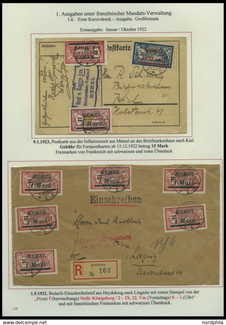MEMELGEBIET O,Brief,BrfStk,**,* , Reichhaltige Saubere Teilsammlung Memel Von 1920-1922 Mit Vielen Besonderheiten, Bogen - Memel (Klaïpeda) 1923