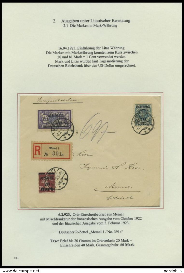 MEMELGEBIET o,Brief,BrfStk,**,* , reichhaltige saubere Teilsammlung Memel von 1920-1922 mit vielen Besonderheiten, Bogen